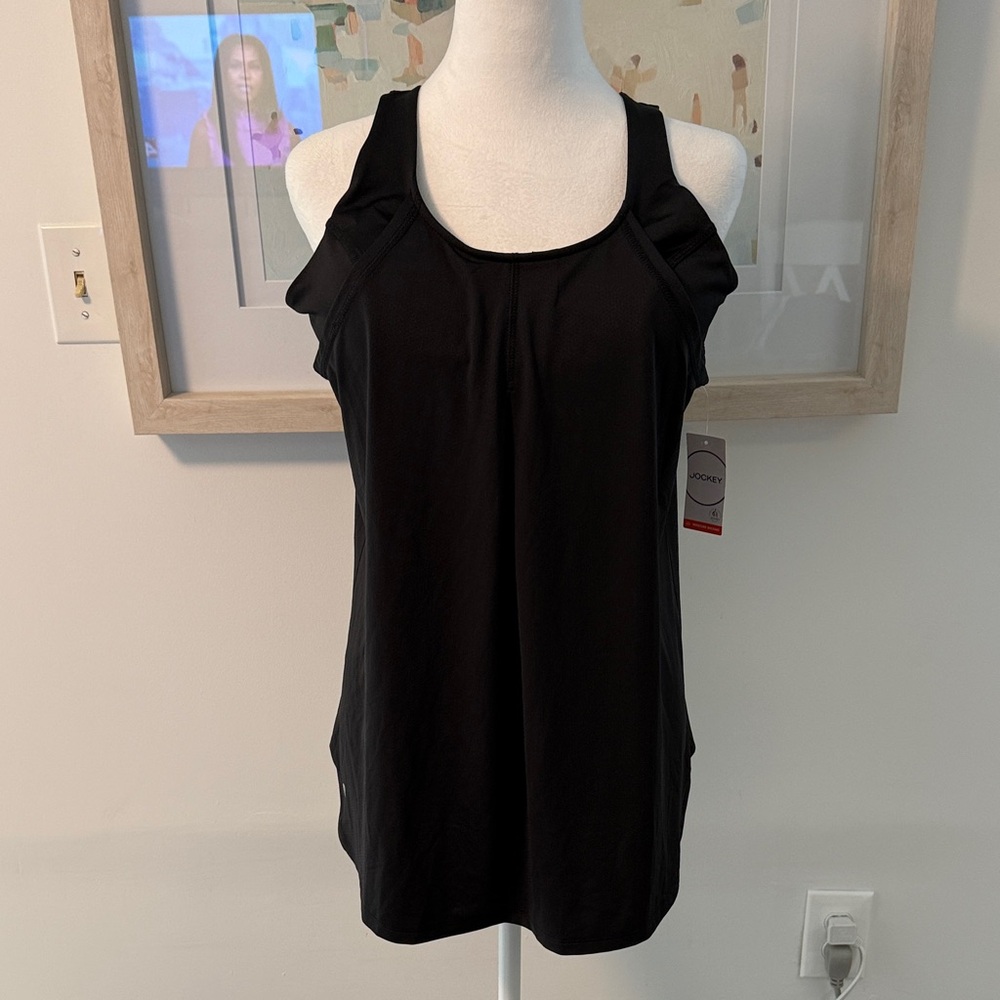NWT 🌸 Jockey Women's Classic 2 in 1 Black Tank Top Size XL